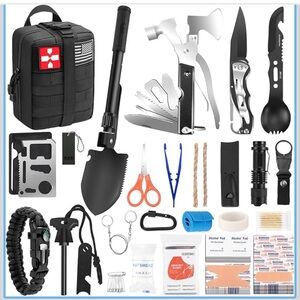 150 Piece Survival Gear/Supplies/Equipment Bag with Trauma Pouch - New